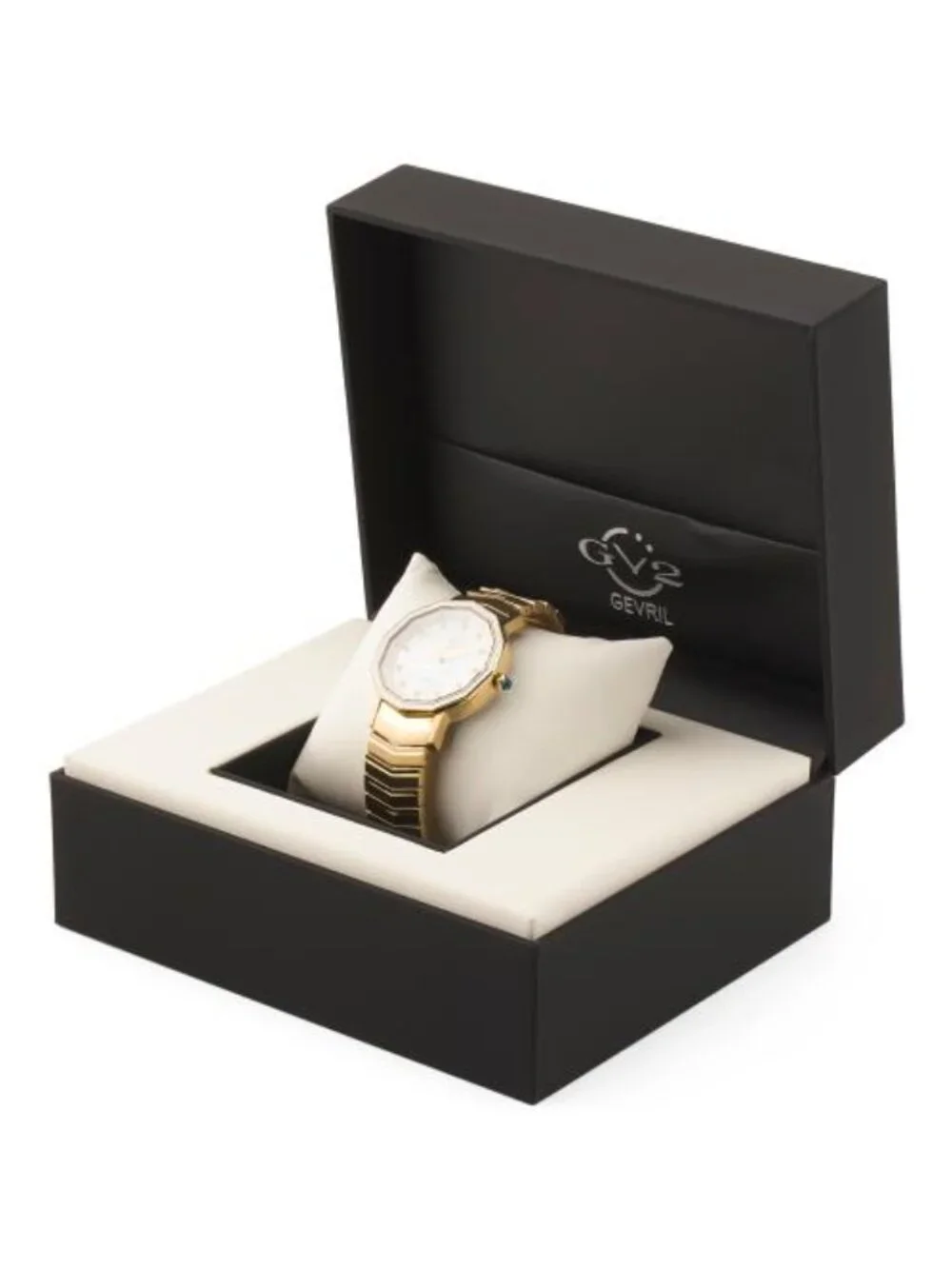 GV2 BY GEVRIL Women's Swiss Made Gold Stainless Steel Spello Diamond Bezel Watch